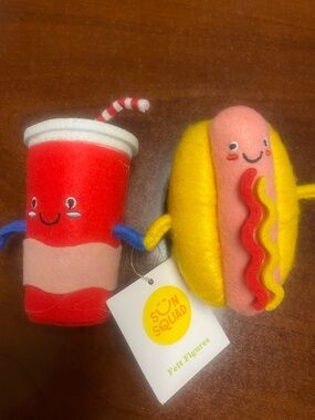Sun Squad Felt Hot Dog & Soda Plush Set - Yellow & Red